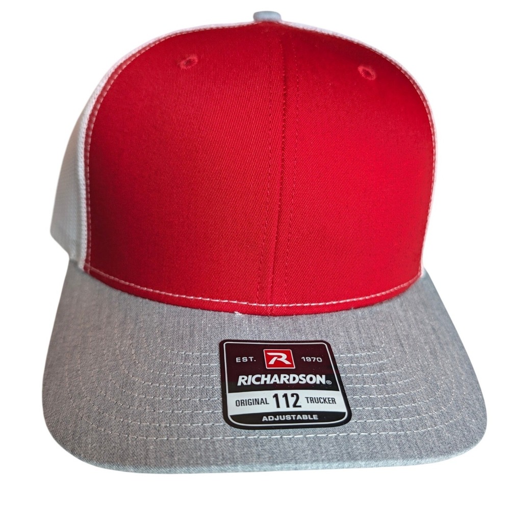 Richardson 112 Trucker Hat Red White Heather Grey Blank Snapback Adjustable Cap